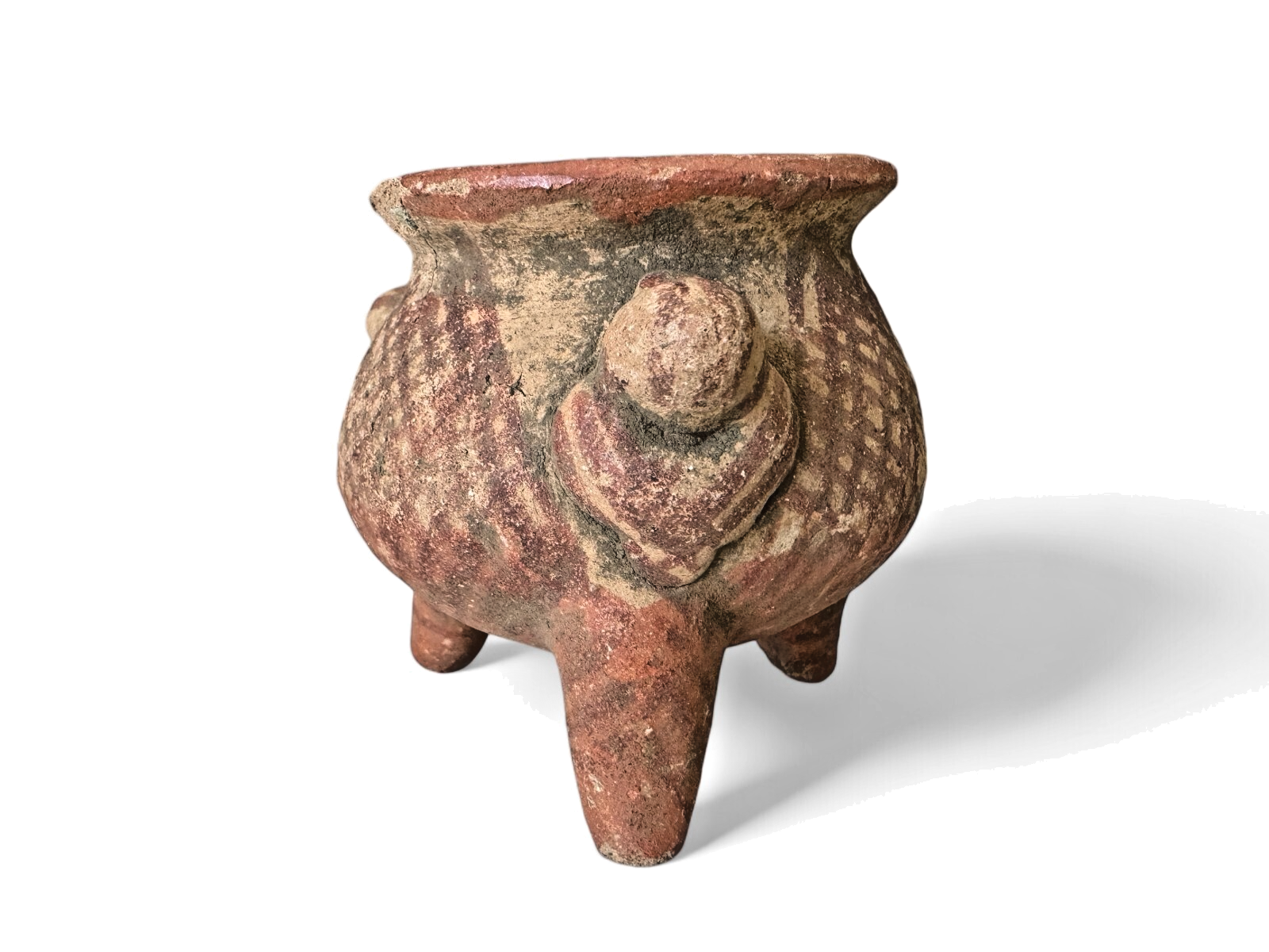 Antique Pre-Columbian Primitive Handmade Terracotta Tripod Bowl