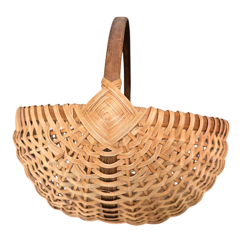 Vintage Primitive Woven Wood Buttocks Basket - Original Martha Stewart Tag
