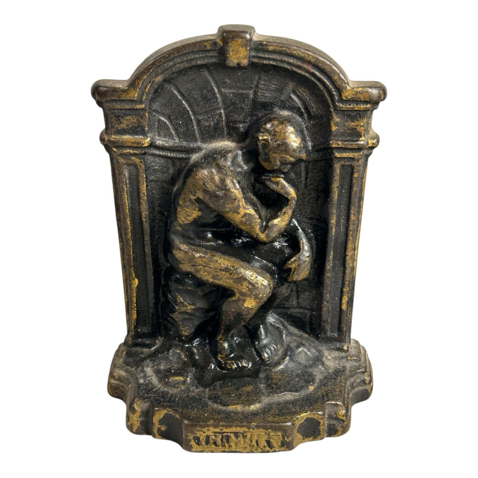 Vintage Cast Iron The Thinker Bookends with Copper Finish