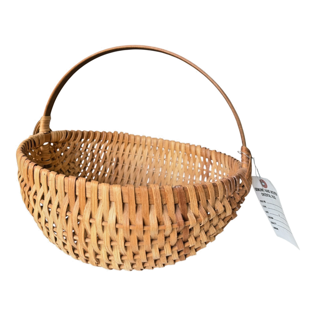 Vintage Primitive Woven Wood Buttocks Basket - Original Martha Stewart Tag