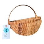 Vintage Primitive Woven Wood Buttocks Basket - Original Martha Stewart Tag