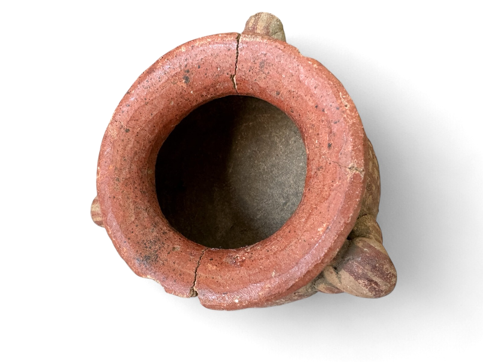 Antique Pre-Columbian Primitive Handmade Terracotta Tripod Bowl