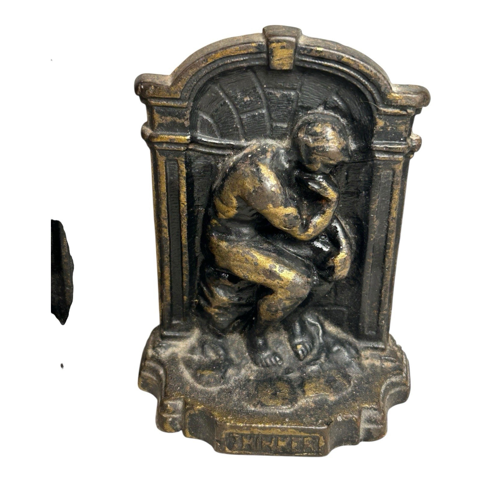 Vintage Cast Iron The Thinker Bookends with Copper Finish