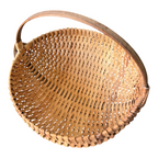 Vintage Primitive Woven Wood Buttocks Basket - Original Martha Stewart Tag