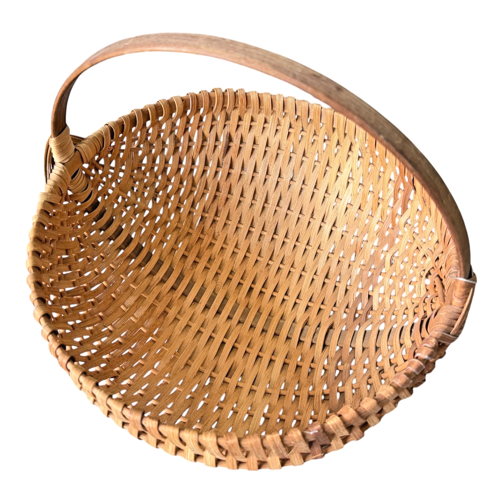 Vintage Primitive Woven Wood Buttocks Basket - Original Martha Stewart Tag
