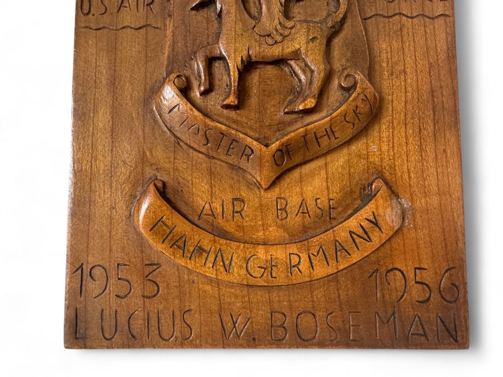 Vintage U.S. Air Force Commemorative Wooden Plaque, Signed Lucius W. Boseman