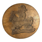 Antique Primitive Hand Carved Cookie Mold - Man on Horse