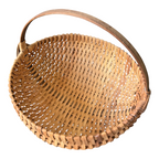 Vintage Primitive Woven Wood Buttocks Basket - Original Martha Stewart Tag