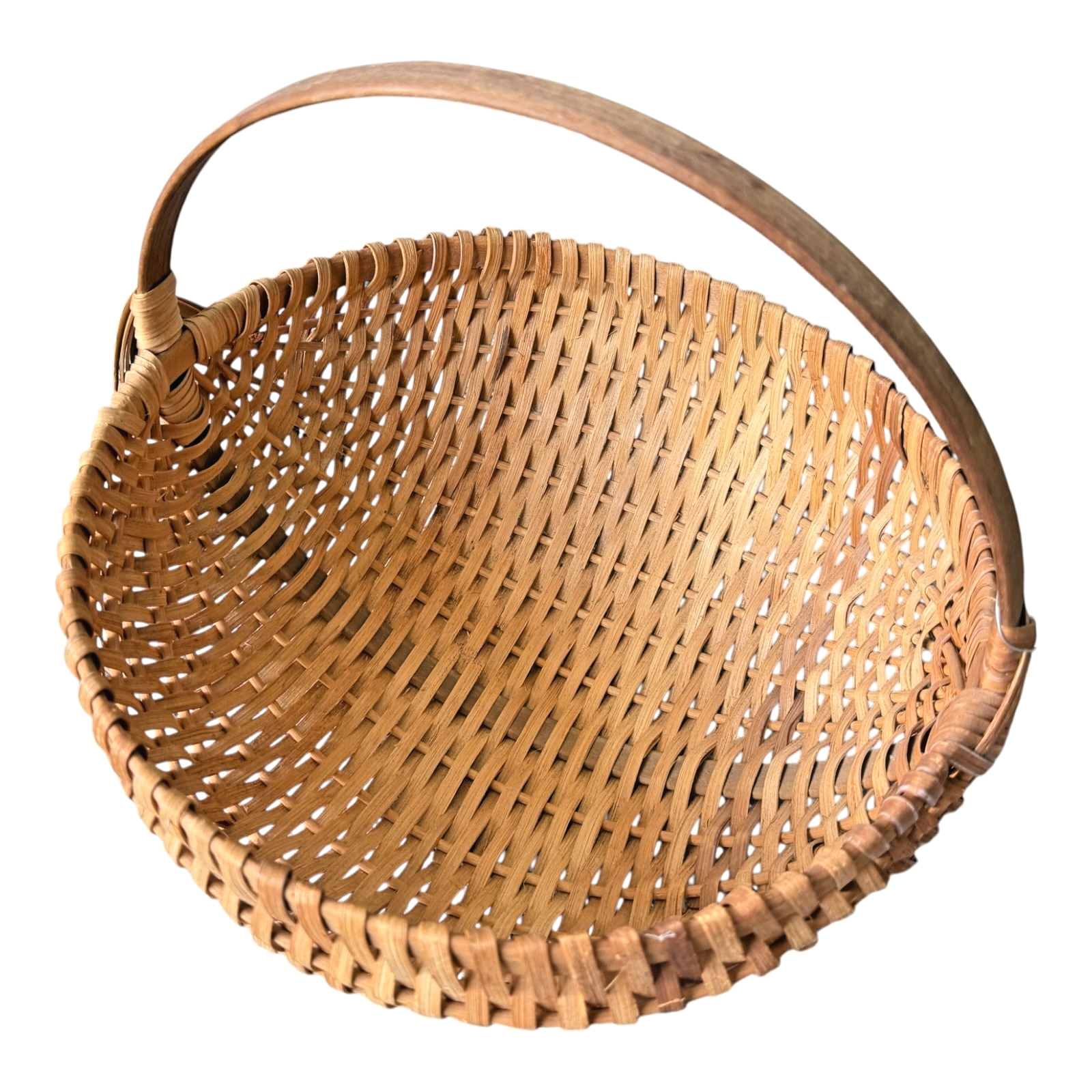 Vintage Primitive Woven Wood Buttocks Basket - Original Martha Stewart Tag