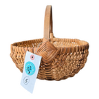 Vintage Primitive Woven Wood Buttocks Basket - Original Martha Stewart Tag