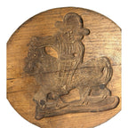 Antique Primitive Hand Carved Cookie Mold - Man on Horse