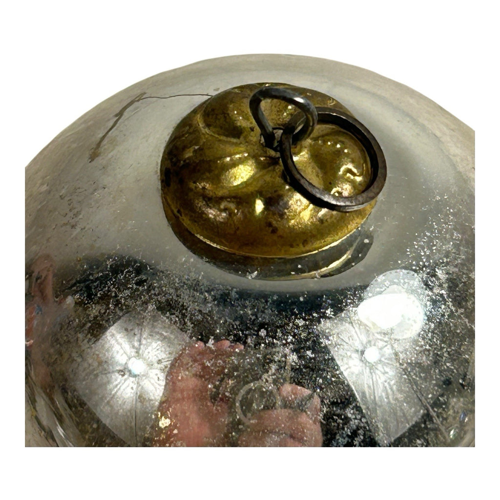 Antique German Kugel Glass Small Silver Christmas Ornament
