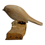 Vintage 1968 Hand Carved Wood Folk Art Bird on Stand - Signed