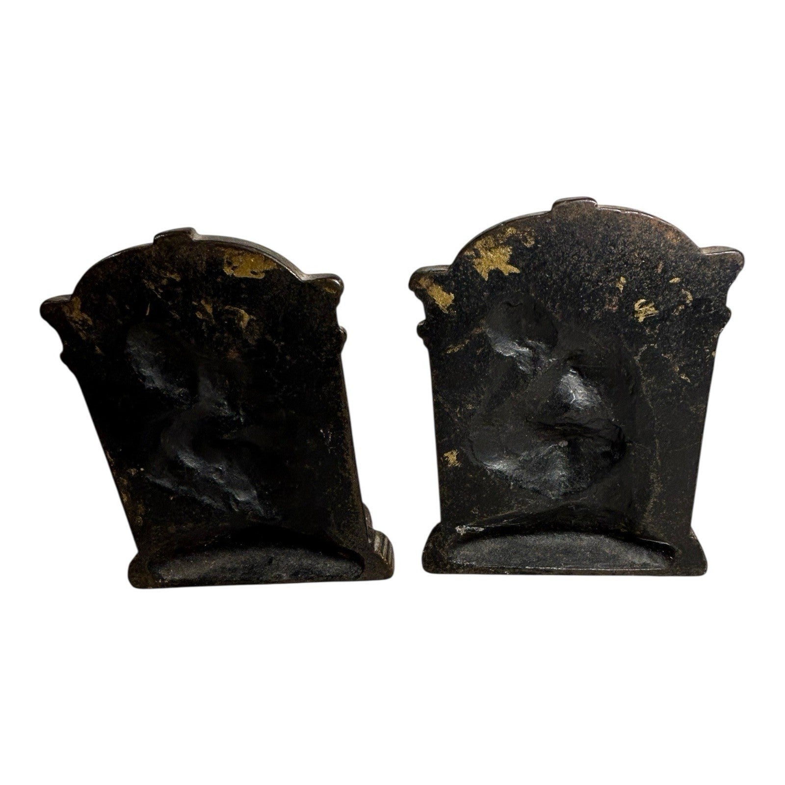 Vintage Cast Iron The Thinker Bookends with Copper Finish