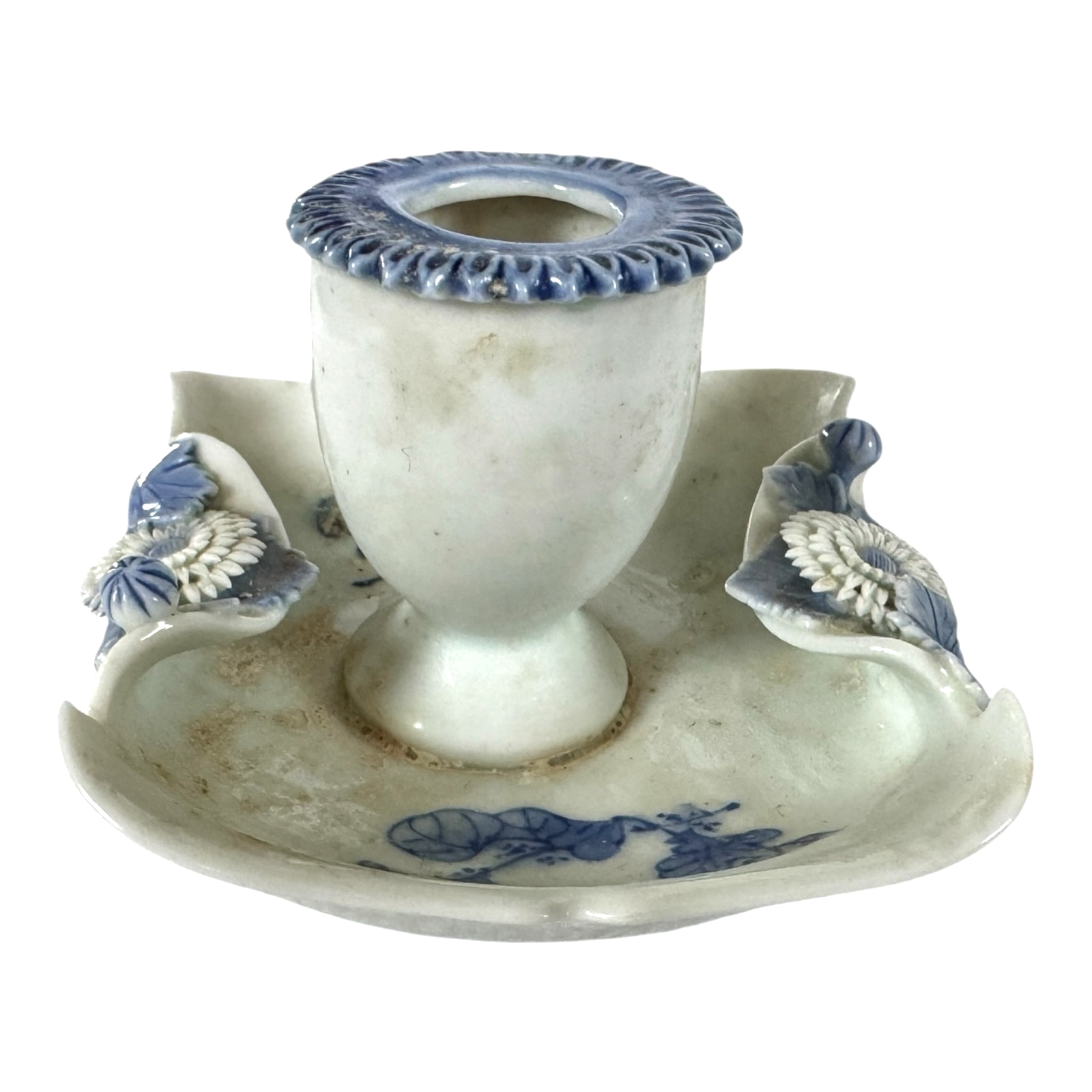 Antique Japanese Hirado Porcelain Figural Boy Candlestick Pair with Companion