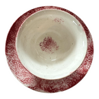 Antique Staffordshire Red Spatterware Spongeware Cup & Saucer - Peafowl Design
