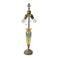 Vintage Durand Pulled Feather Art Nouveau Glass Dual Socket Lamp