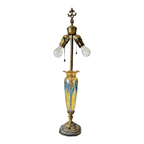 Vintage Durand Pulled Feather Art Nouveau Glass Dual Socket Lamp