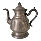 Antique Primitive Pewter Coffee Pot with Lid - Farmhouse Decor