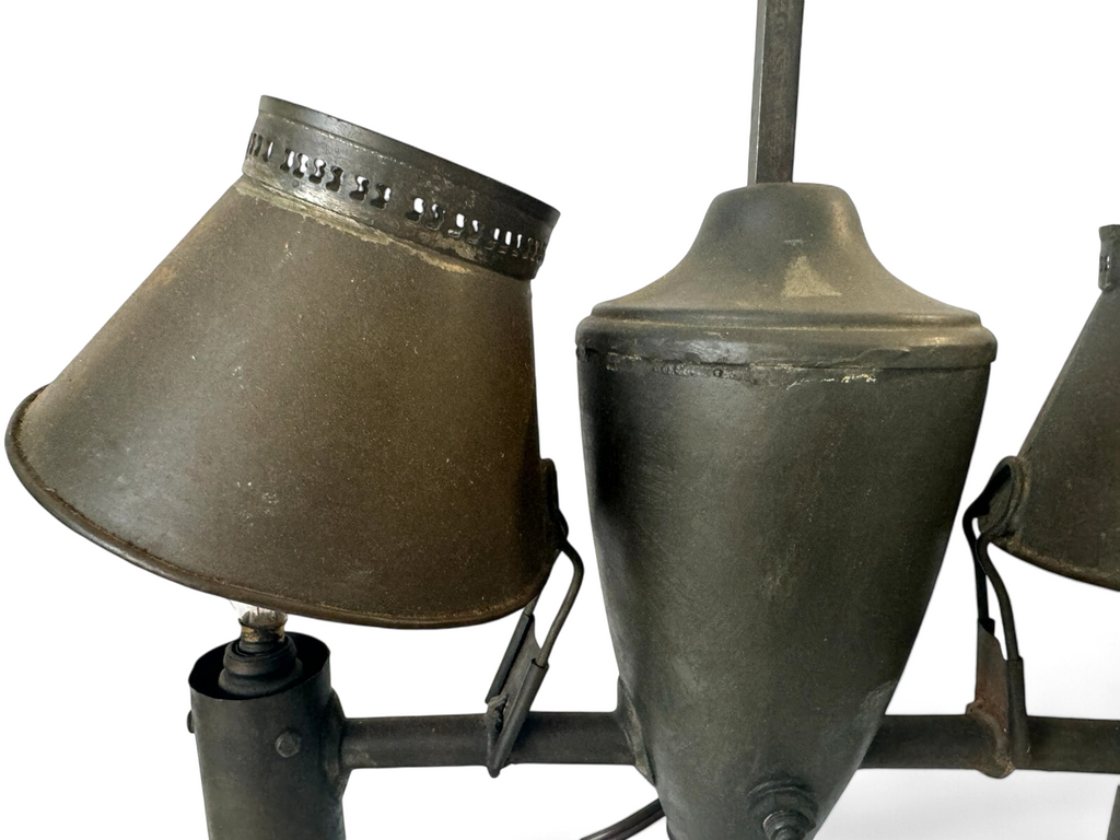 Antique Industrial Student Desk Lamp Double Shade Central Font Metal Lamp