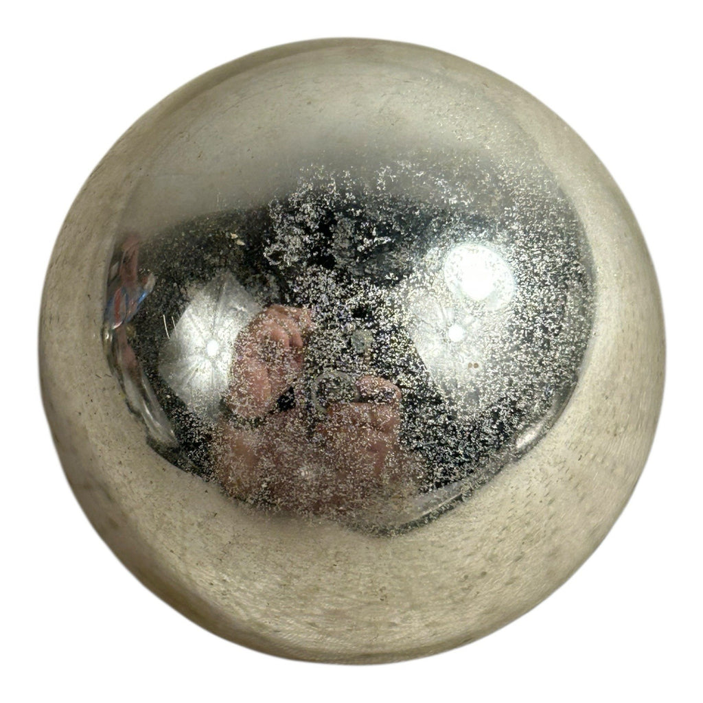 Antique German Kugel Glass Small Silver Christmas Ornament