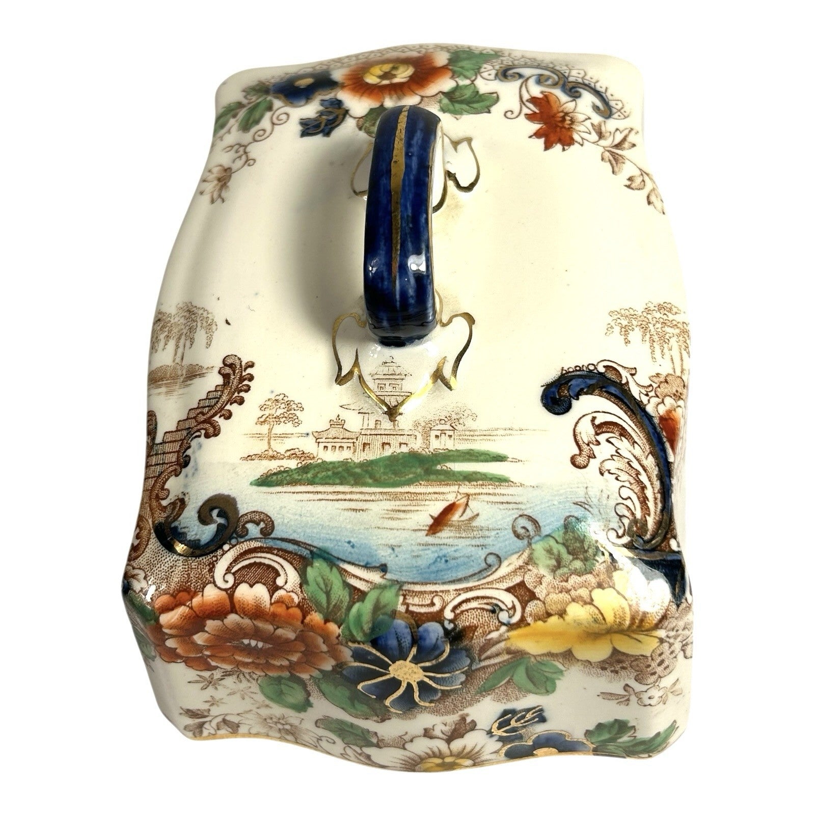 Antique Coronaware Pagoda Pattern Cheese Butter Covered Dish