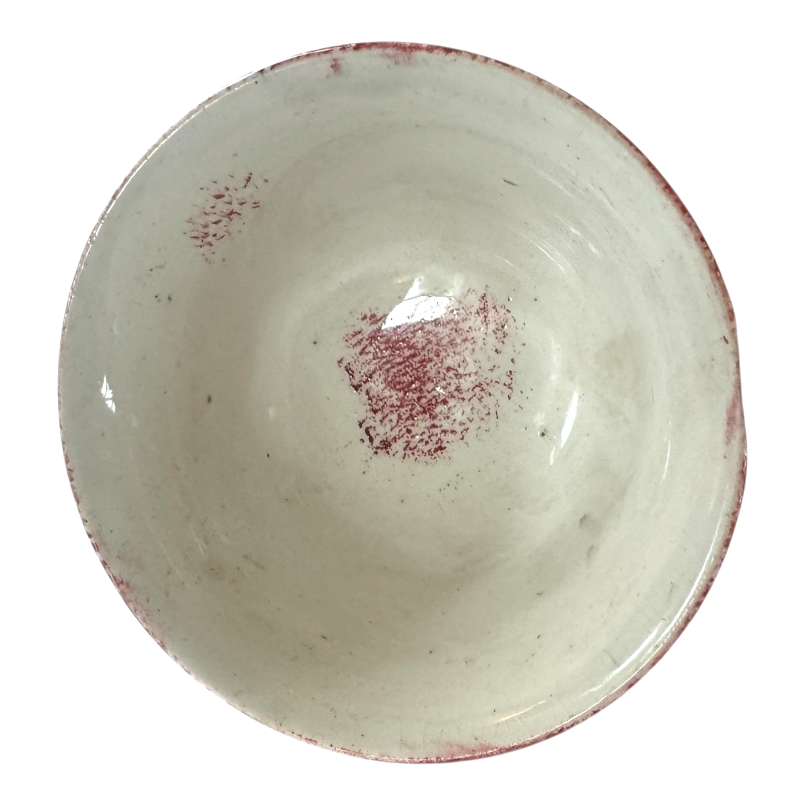 Antique Staffordshire Red Spatterware Spongeware Cup & Saucer - Peafowl Design