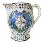 Antique Staffordshire Prattware Pearlware Jug Pitcher - Mischievous Sport Scene