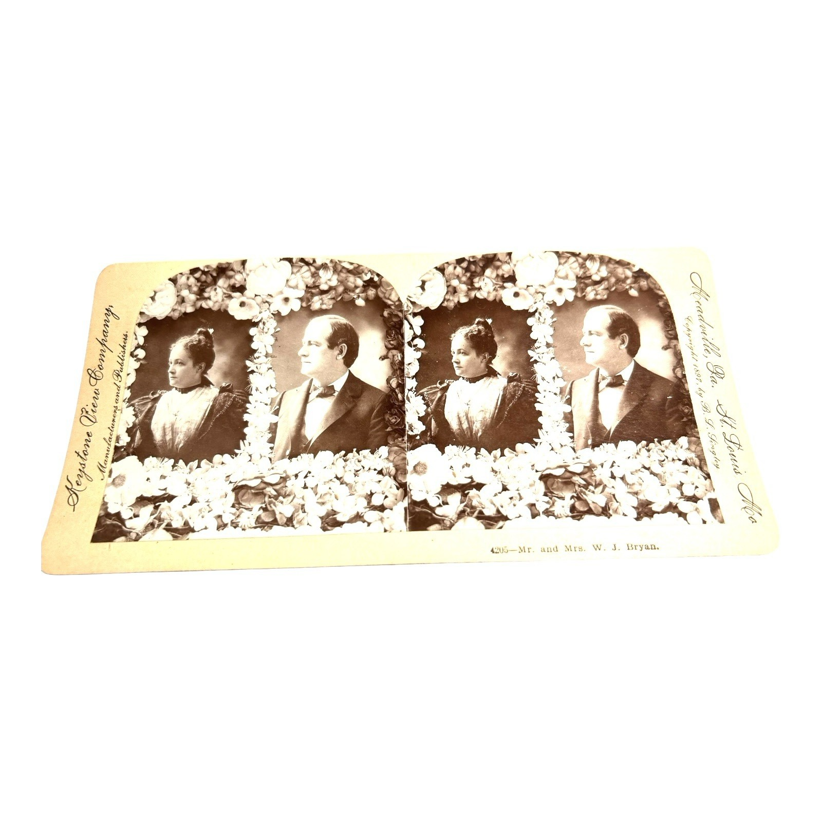 Antique Stereoview Card of William Jennings Bryan Presidential Candidate Wedding