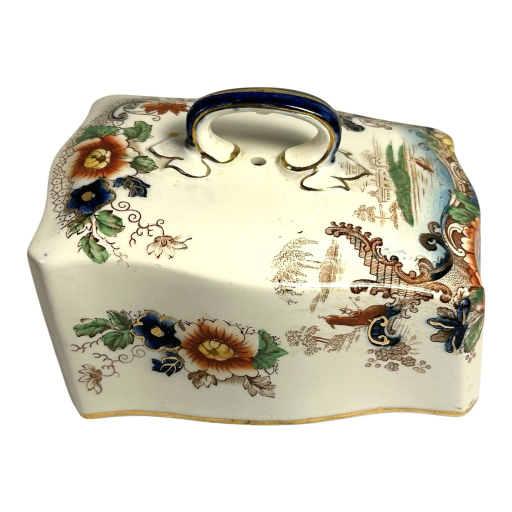 Antique Coronaware Pagoda Pattern Cheese Butter Covered Dish