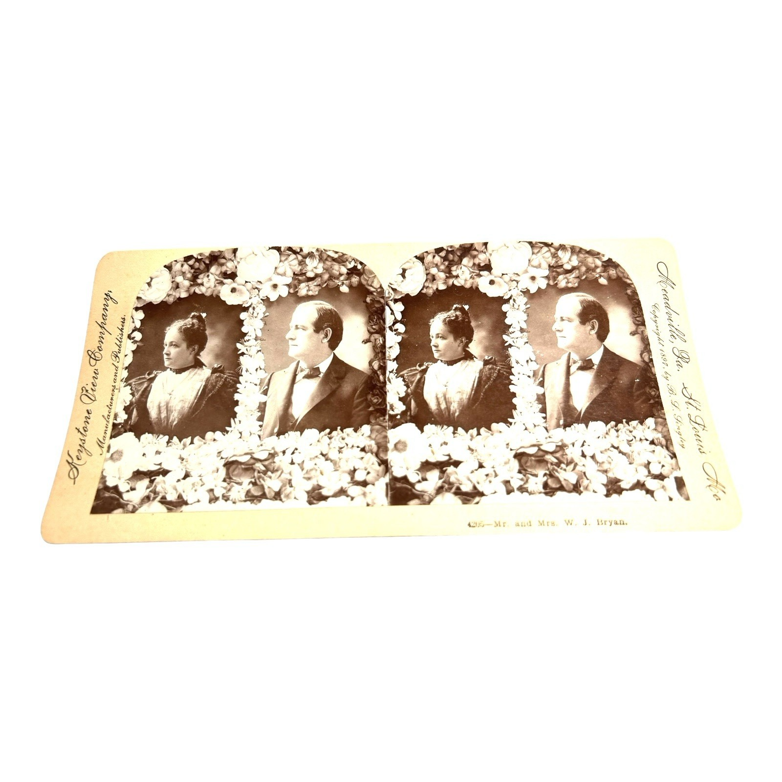 Antique Stereoview Card of William Jennings Bryan Presidential Candidate Wedding