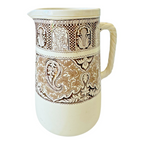 Antique Wedgwood Pottery Brown Transferware Pitcher - Rare Pattern