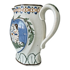 Antique Staffordshire Prattware Pearlware Jug Pitcher - Mischievous Sport Scene