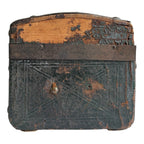 Antique American Green Leather Covered Lock Box Dome Top Chest