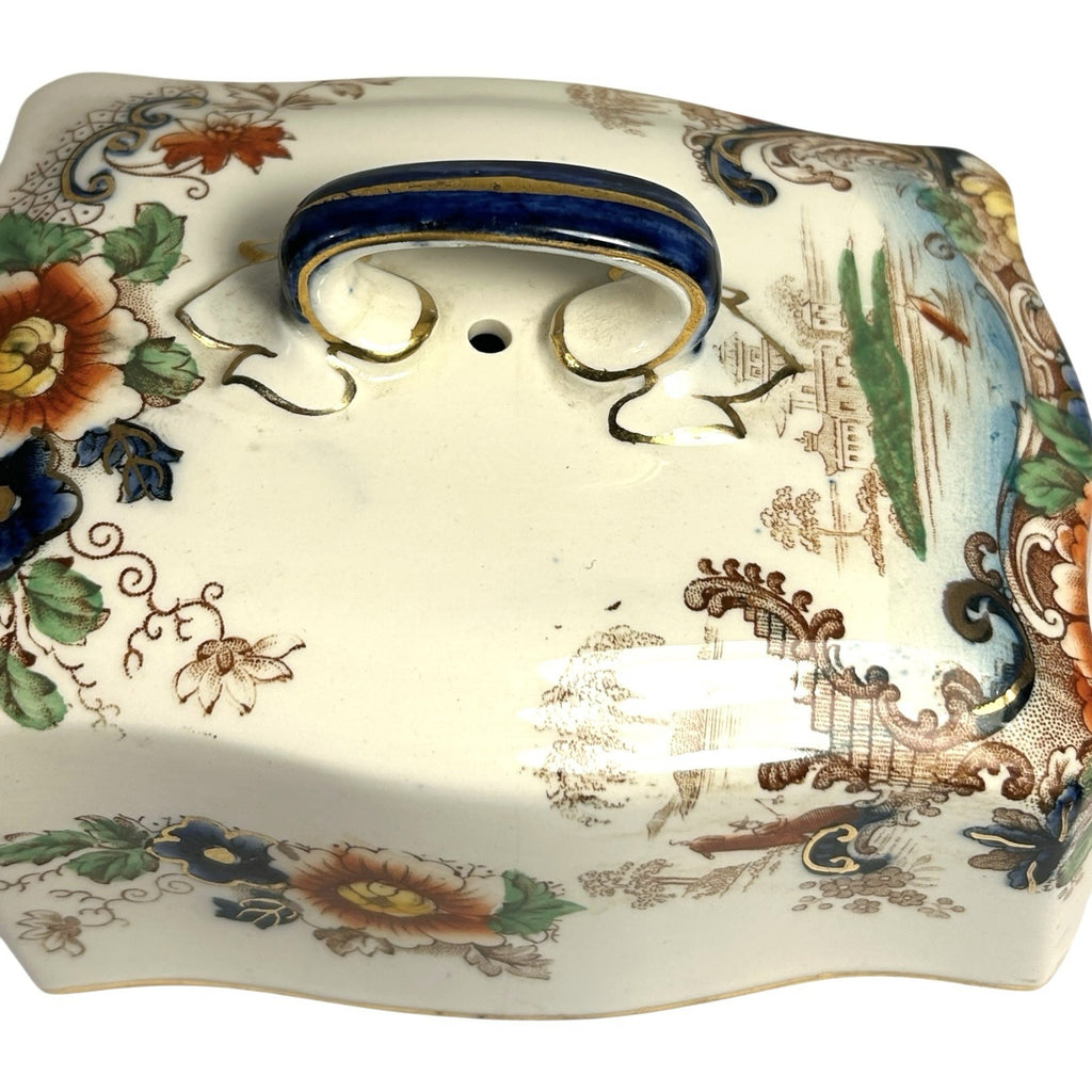 Antique Coronaware Pagoda Pattern Cheese Butter Covered Dish