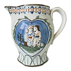 Antique Staffordshire Prattware Pearlware Jug Pitcher - Mischievous Sport Scene