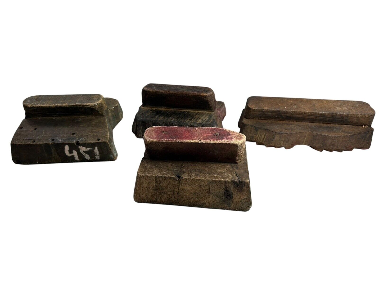 Antique Indian Hand Carved Wood Fabric Printing Block Stamps – Set of 4
