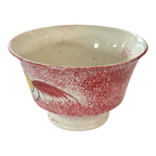 Antique Staffordshire Red Spatterware Spongeware Cup & Saucer - Peafowl Design