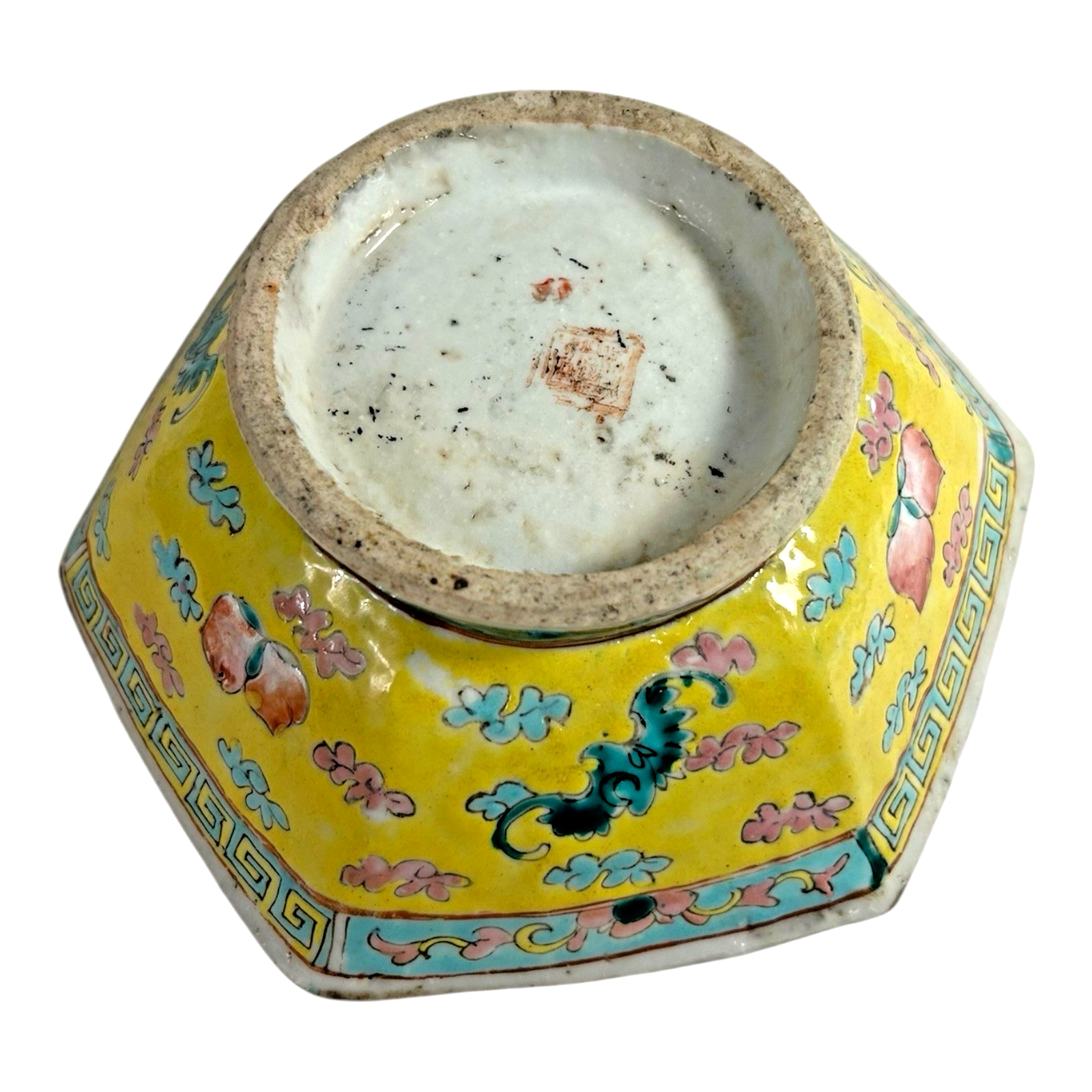 Antique Chinese Export Famille Rose Yellow Footed Bowl, Qing Dynasty