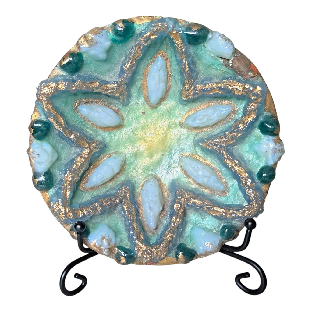 Vintage Duban Christel Limoges French MCM Enamel Art Dish - Star Pattern, 4.5”