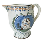 Antique Staffordshire Prattware Pearlware Jug Pitcher - Mischievous Sport Scene