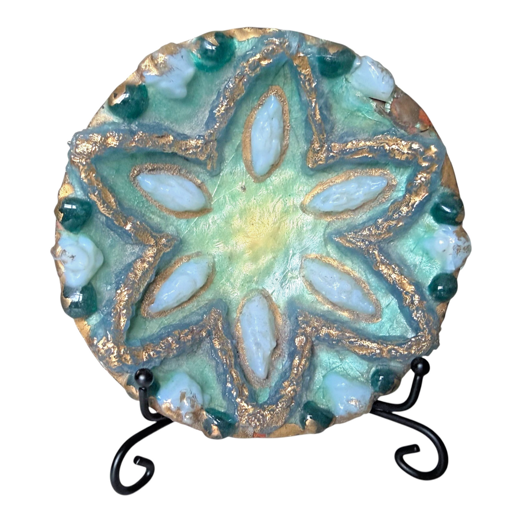 Vintage Duban Christel Limoges French MCM Enamel Art Dish - Star Pattern, 4.5”