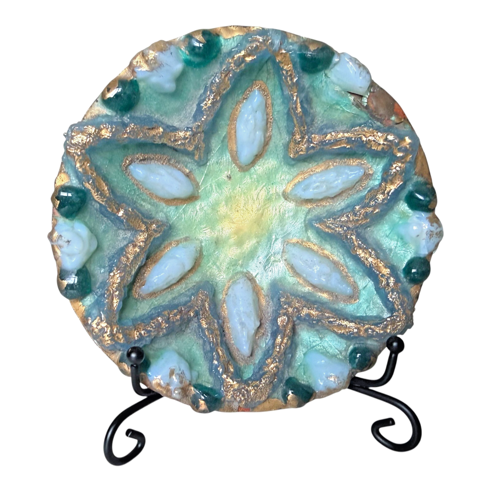 Vintage Duban Christel Limoges French MCM Enamel Art Dish - Star Pattern, 4.5”