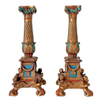 Antique Louis XVI Style Spelter Candlesticks with Figural Sphinx Bases