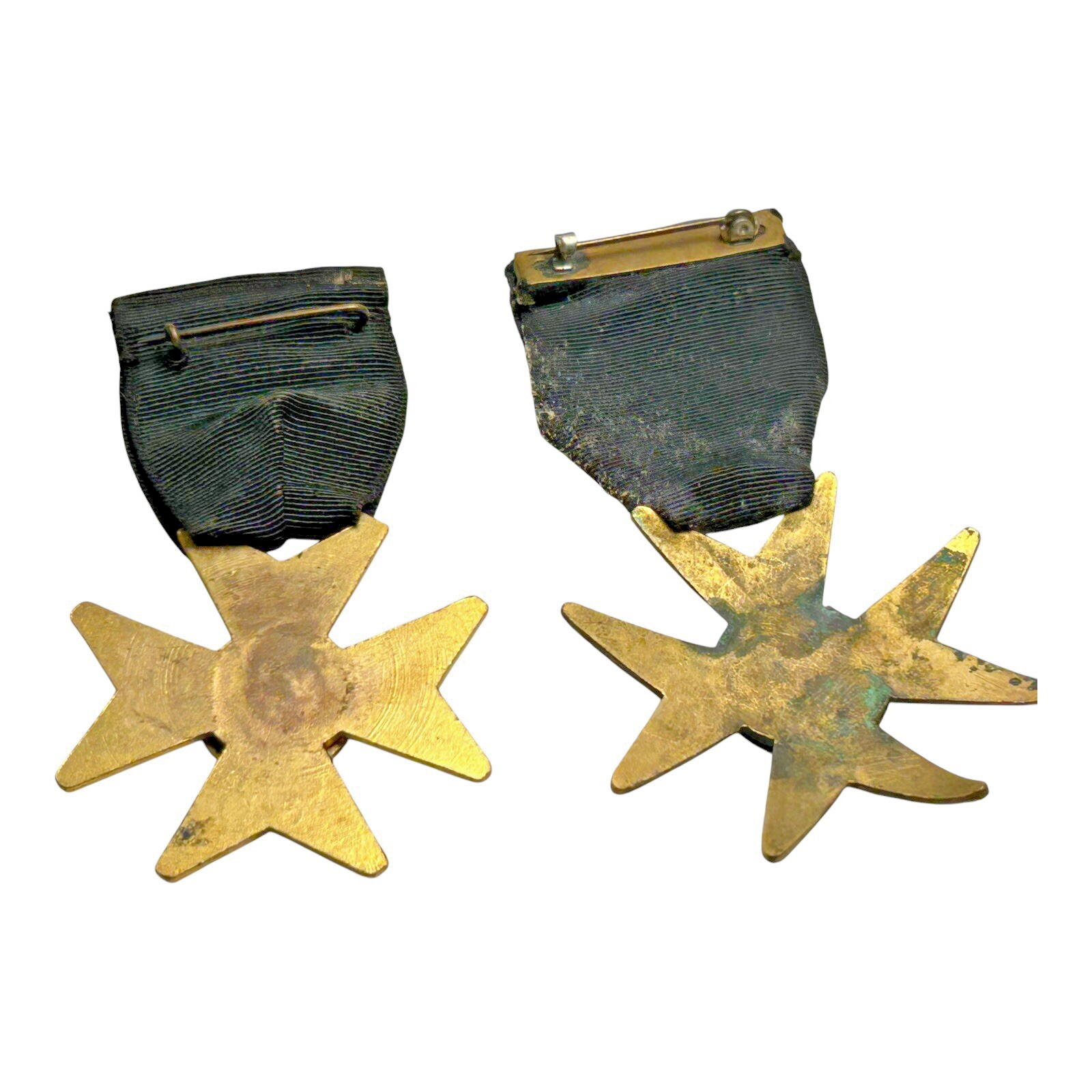 Antique Masonic Knights Templar Maltese Cross Medals with Ribbon
