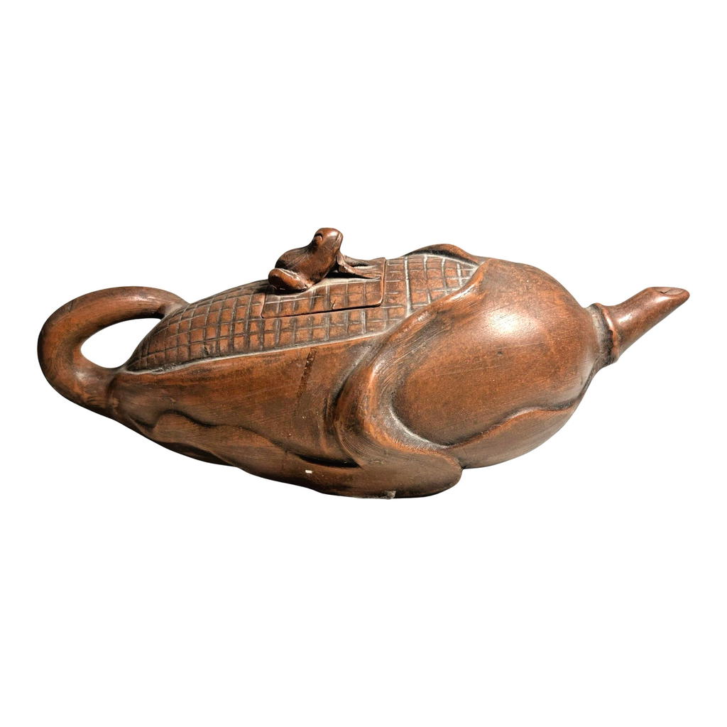 Antique Chinese Yixing Zisha Stoneware Teapot, Applied Frog Finial