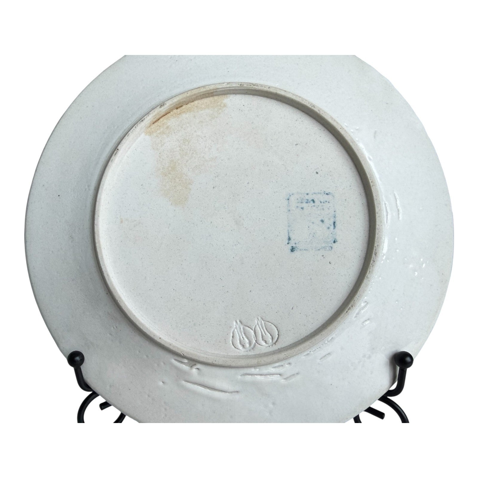 Antique Dedham Pottery Horse Chestnut Pattern Blue Crackle Lunch Plate, 7.5"