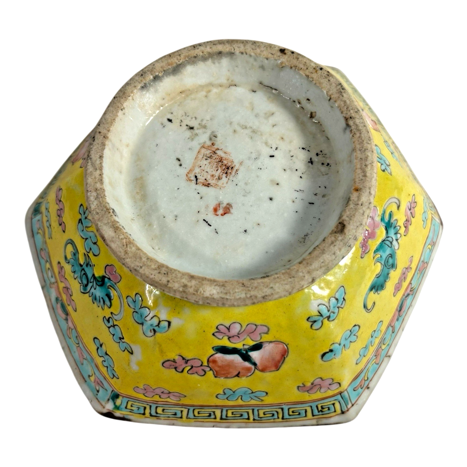 Antique Chinese Export Famille Rose Yellow Footed Bowl, Qing Dynasty