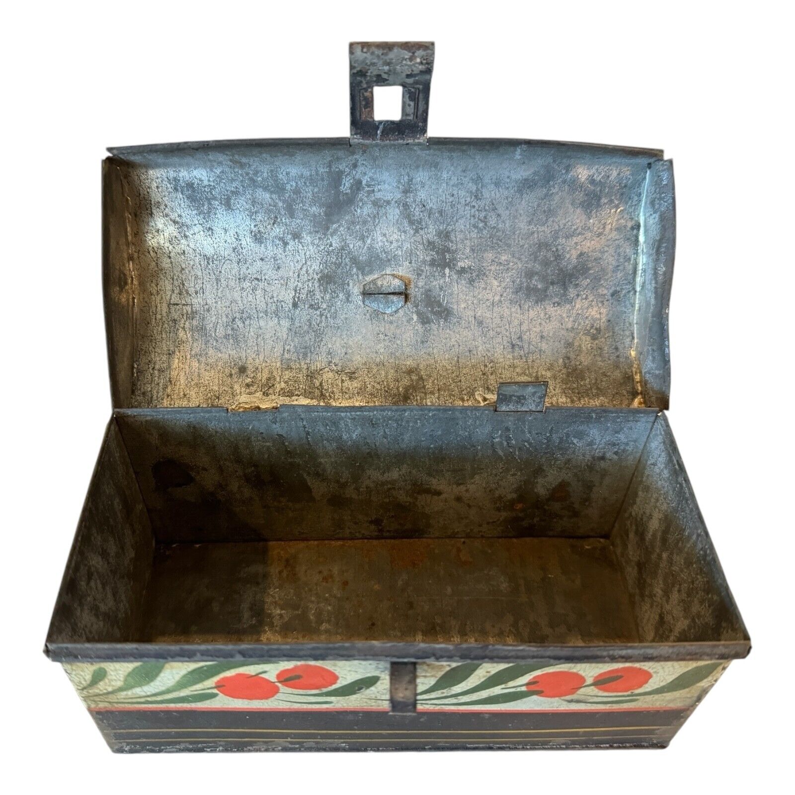 Antique Toleware Tin Painted Folk Art Document Box