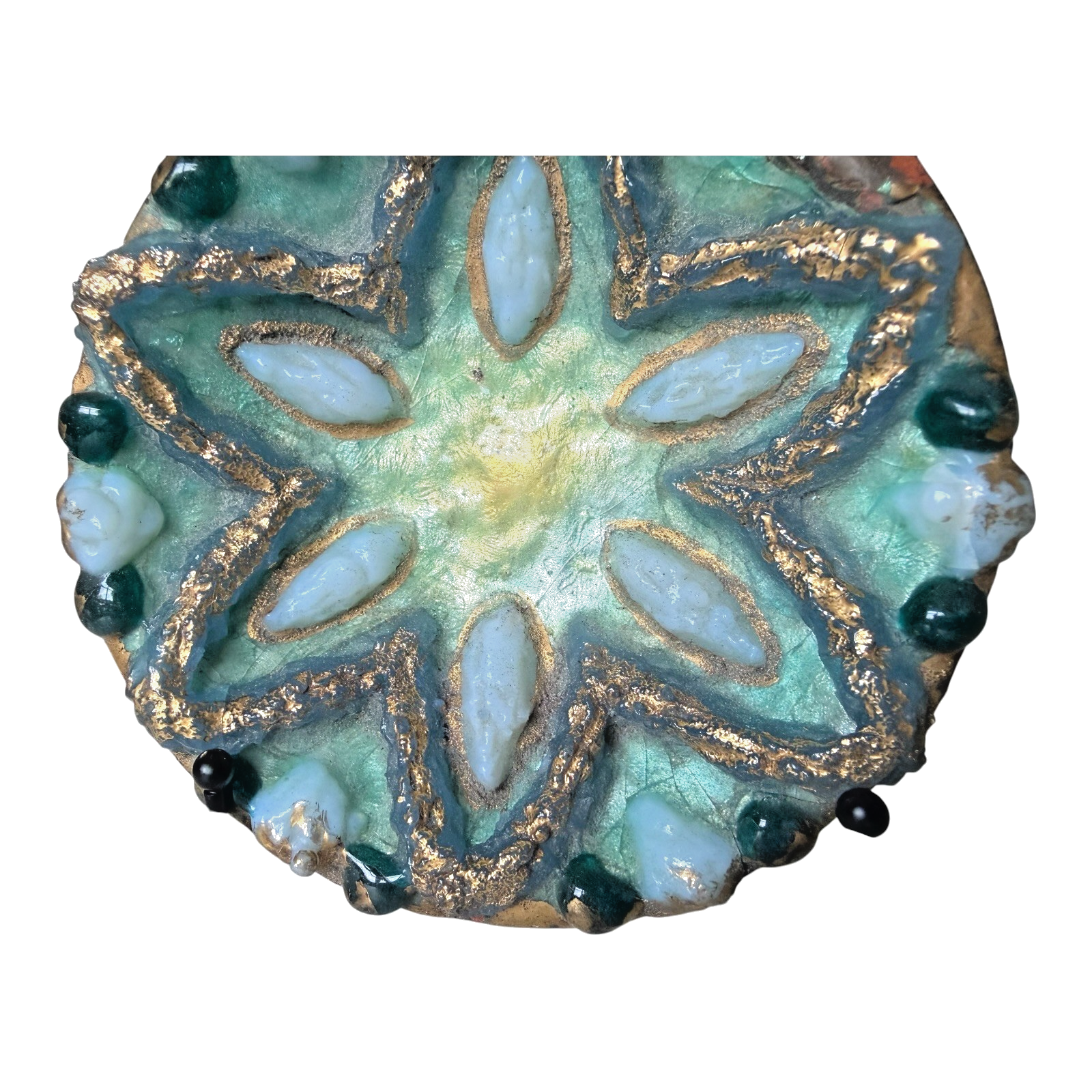 Vintage Duban Christel Limoges French MCM Enamel Art Dish - Star Pattern, 4.5”